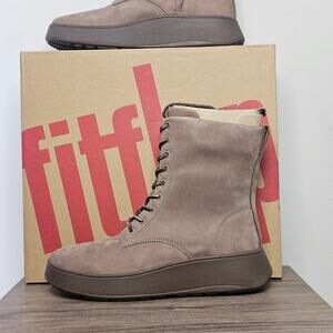 Fitflop  F-Mode Nubuck Lace Flatform Ankle Boots Size 9 Minky Grey NWT